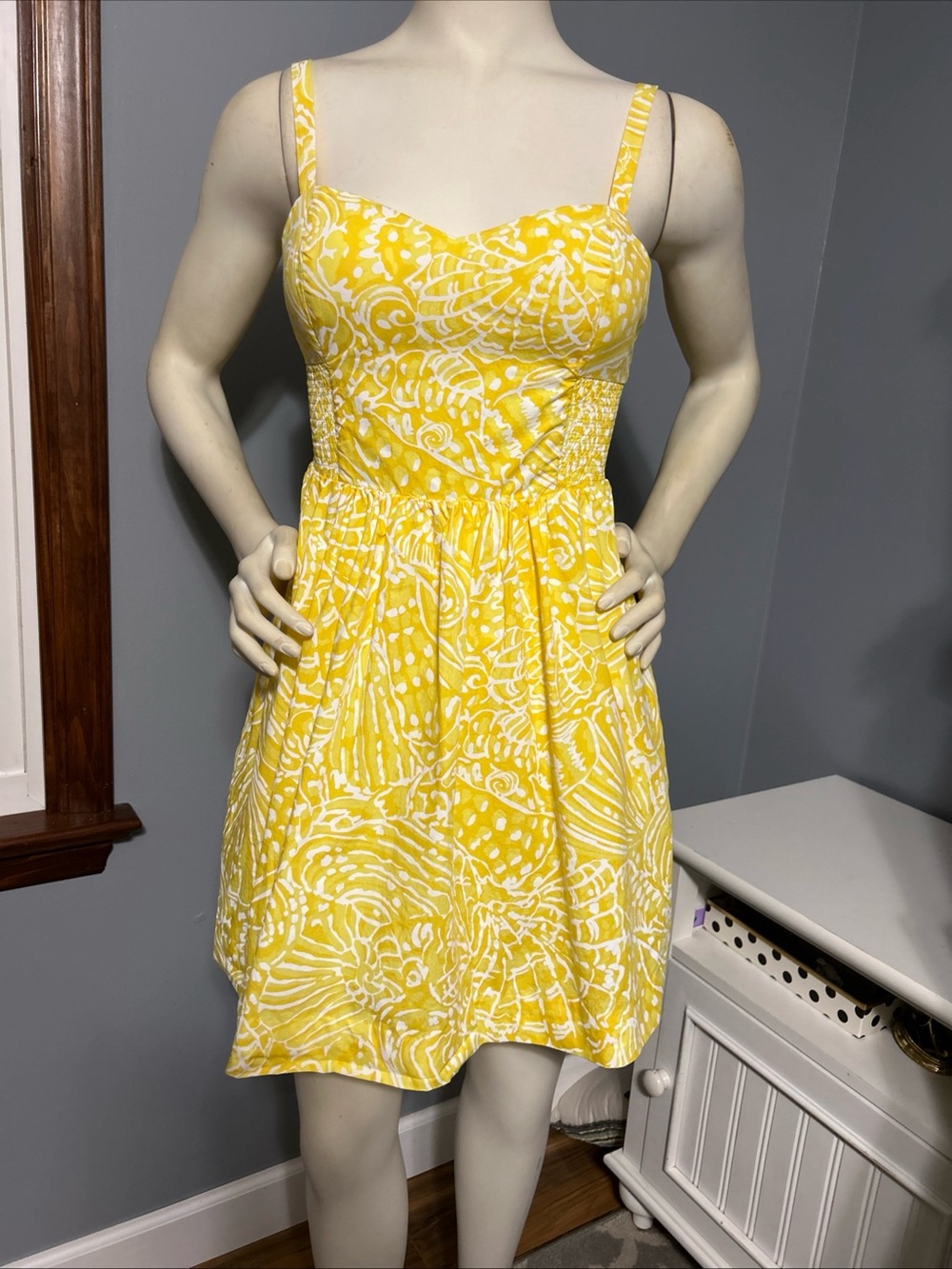 Lilly Pulitzer Christine Dress Sz 2 Yellow Sunglow Fit & Flare Mini W/Pockets - Picture 6 of 13